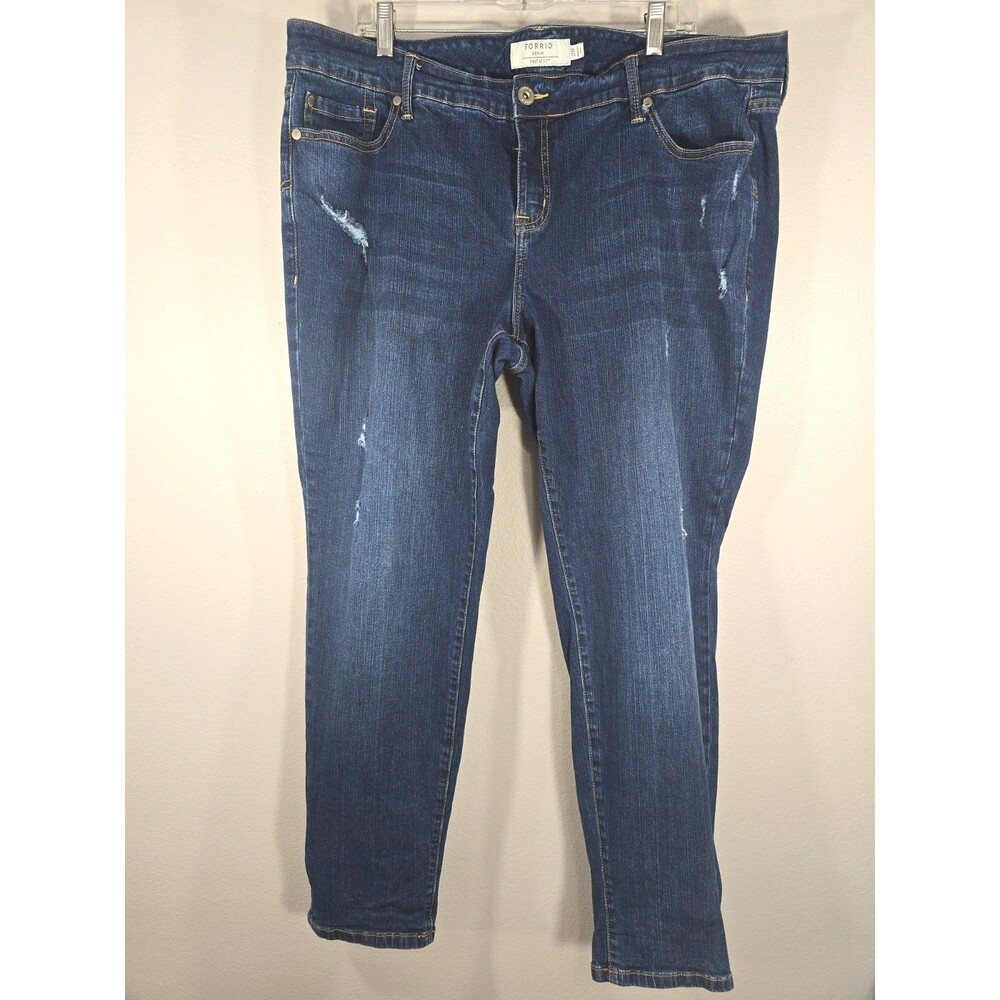 Torrid Jeans Womens Plus Size 20 Dark Boyfriend Straight leg distressed  AE